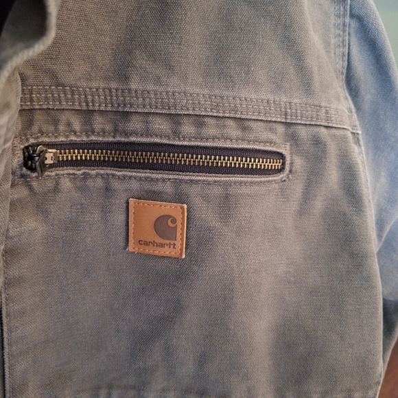 NICE! Carhartt Men's Heavyweight Gray Canvas Work Jacket Coat 3XL TALL - Picture 4 of 13